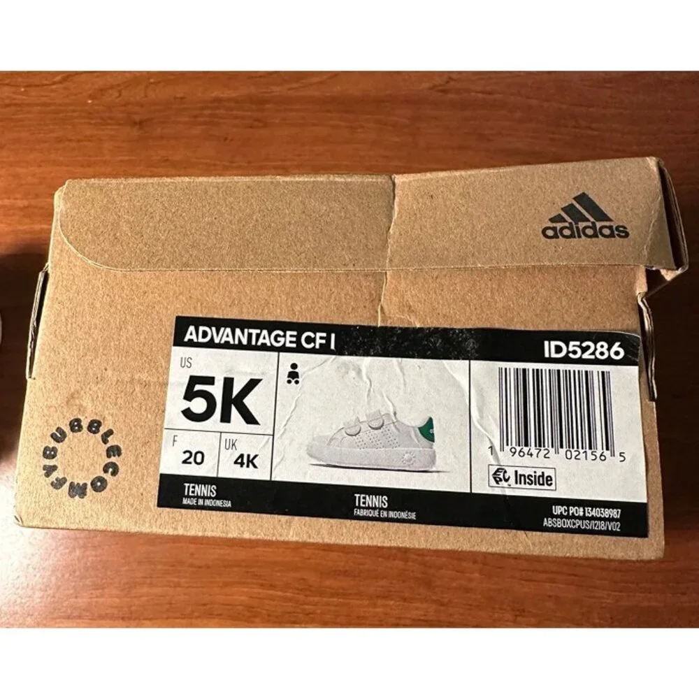 Adidas Advantage CF I Infant Sneakers White Green ID5286 Kids Size 5K